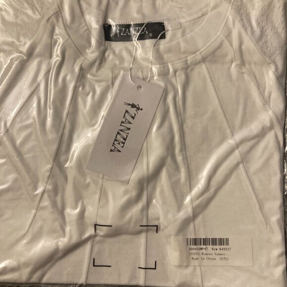 Zanzea Women's Summer Top Puff Blouse Size Small White - Picture 1 of 4